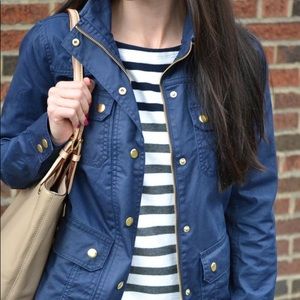 Jcrew Navy Downtown Hooded Field Jacket